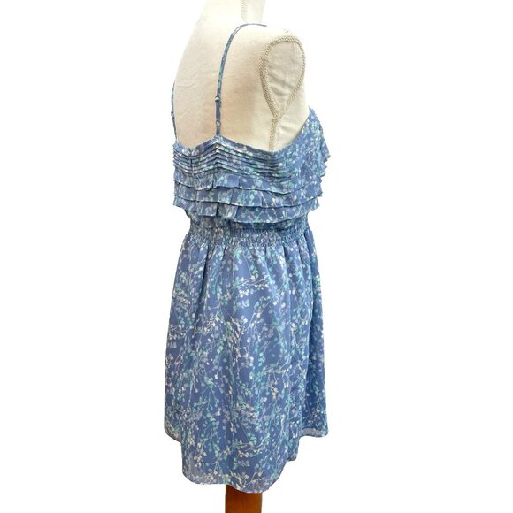 Lauren Conrad Dress Women's Size 12 Blue Floral Sleeveless Ruffle Short Sundress - Picture 4 of 16